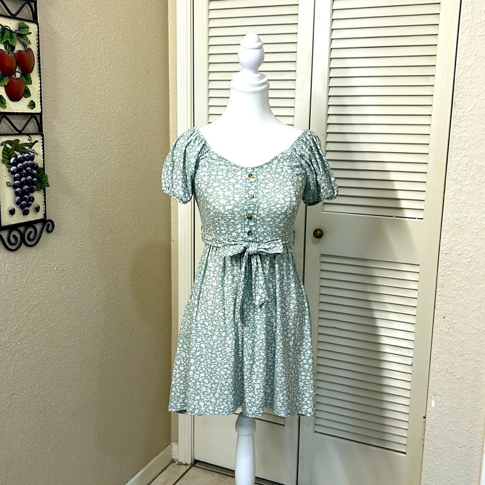 No Boundaries Green Floral Dress